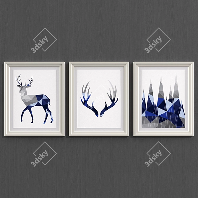 Blue Geometric Art Set 3D model image 2