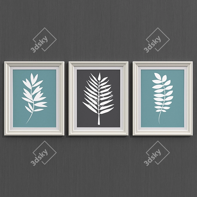 Tropical Leaf Art Prints Set 3D model image 1