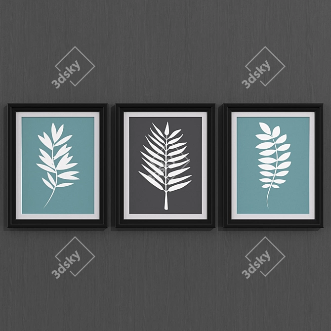 Tropical Leaf Art Prints Set 3D model image 2