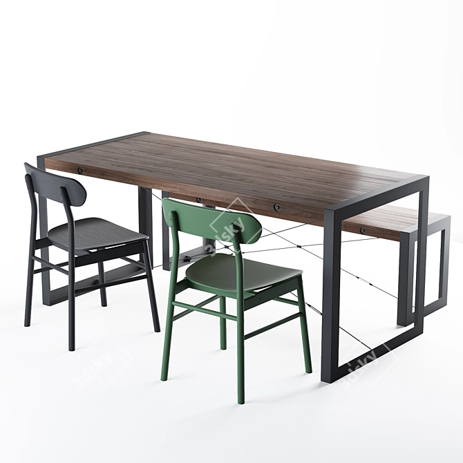 Stylish Norrala Ronninge Dining Set 3D model image 1