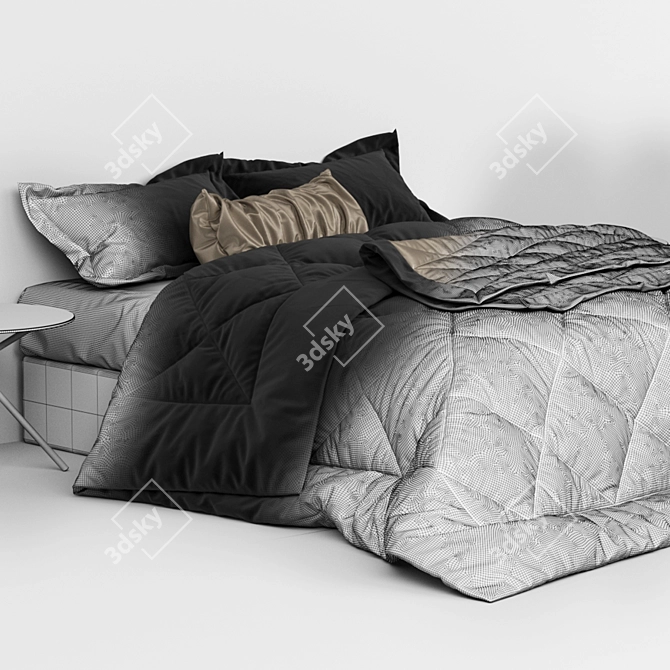 Sleek Ebony Bed 3D model image 3