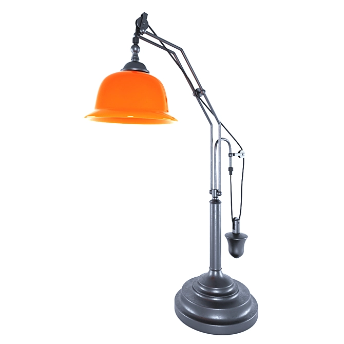 Elegant Steel and Amber Glass Table Lamp 3D model image 1