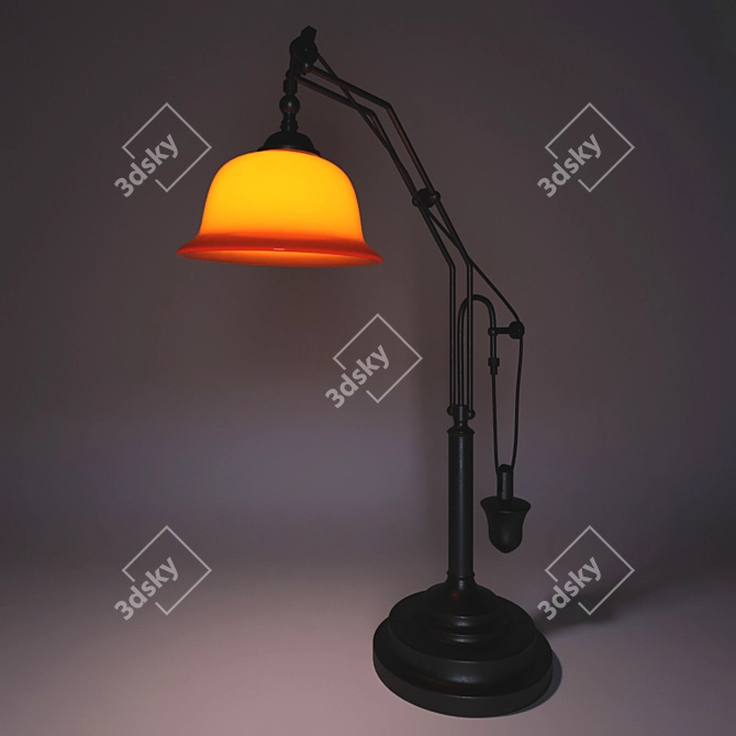Elegant Steel and Amber Glass Table Lamp 3D model image 2