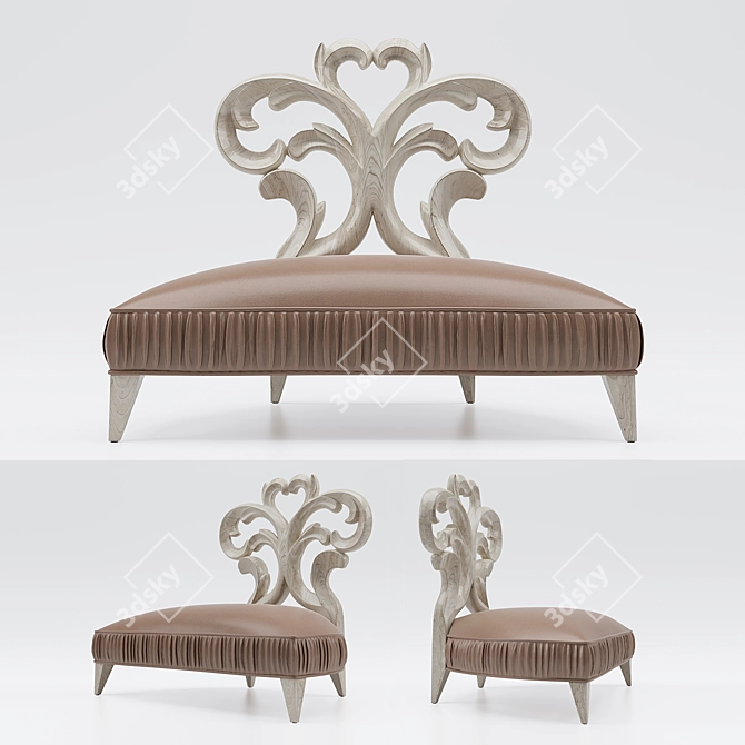 Elegant Heart Motif Occasional Chair 3D model image 1