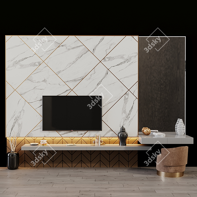 Title: 65" TV Set - Stunning Visuals & Immersive Sound 3D model image 1