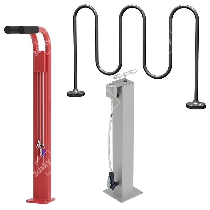 Heavy-Duty Bike Rack (Set of 3) 3D model image 1