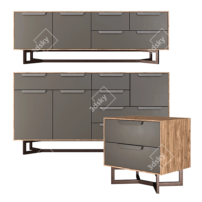 Hedberg Modern Nightstand with Drawers | The Werby 3D model image 1
