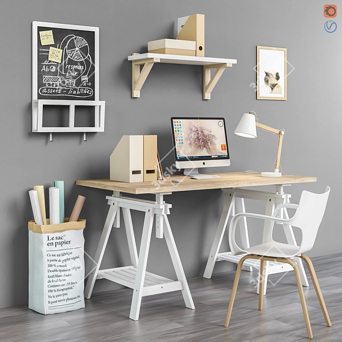 Productivity Boost Workplace Set 3D model image 3