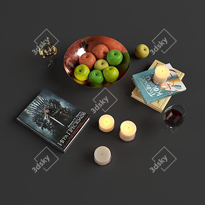 Elegant Coffee Table Decor Set 3D model image 2