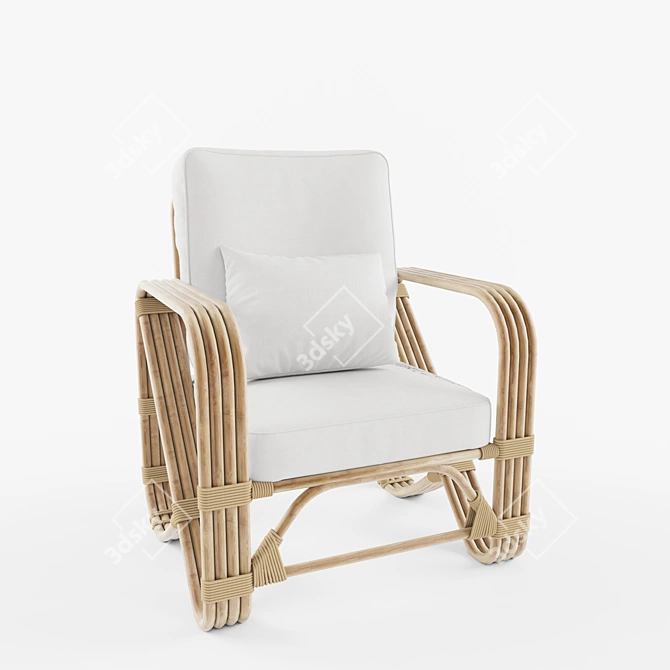 Rustic Rattan Pretzel Armchair 3D model image 1