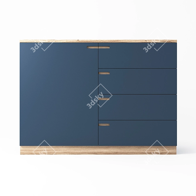 Navy Blue 5-Drawer Dresser 3D model image 1