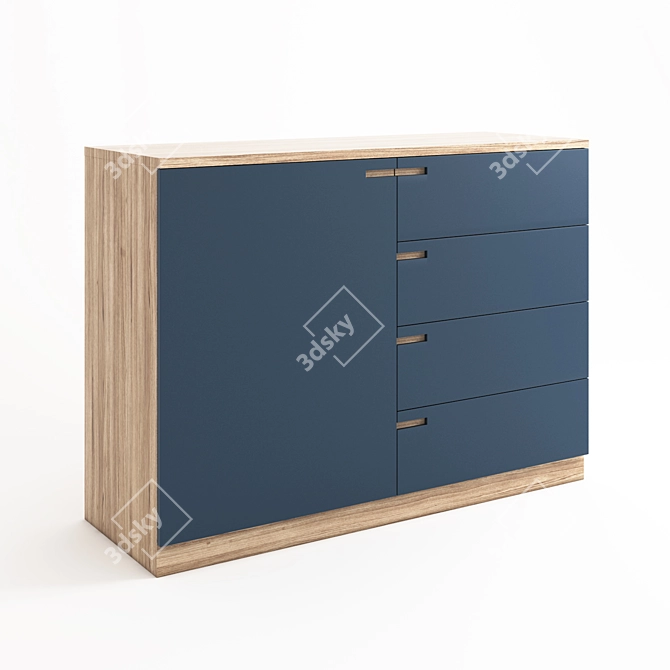 Navy Blue 5-Drawer Dresser 3D model image 2