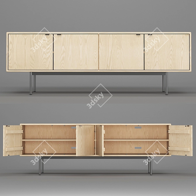 Hensley Media Cabinets - Sleek and Functional 3D model image 1