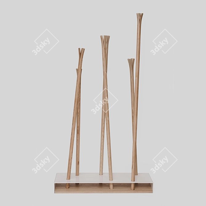 Hilka Small: Minimalist Wood and Metal Hanger 3D model image 1