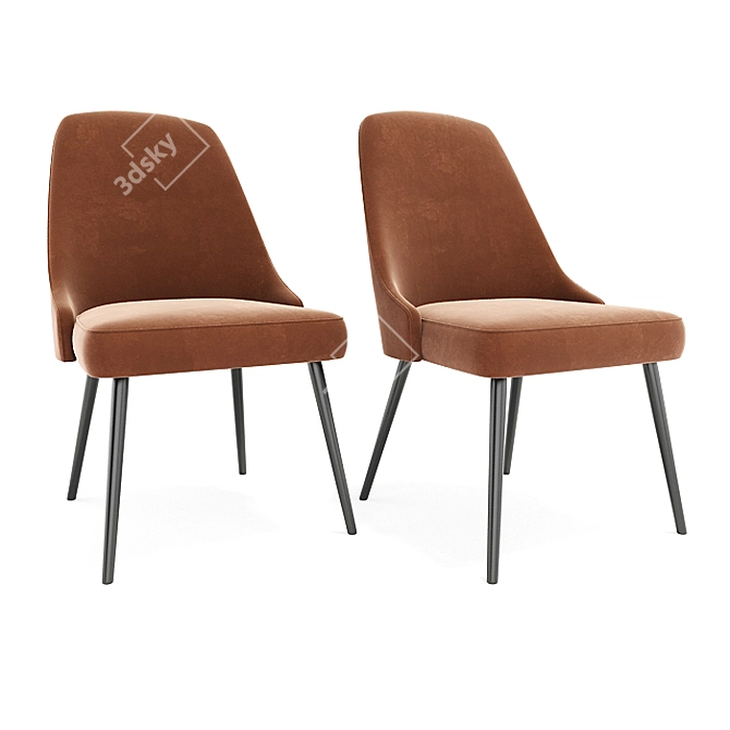 Elegant Mid Century Chair Set 3D model image 2