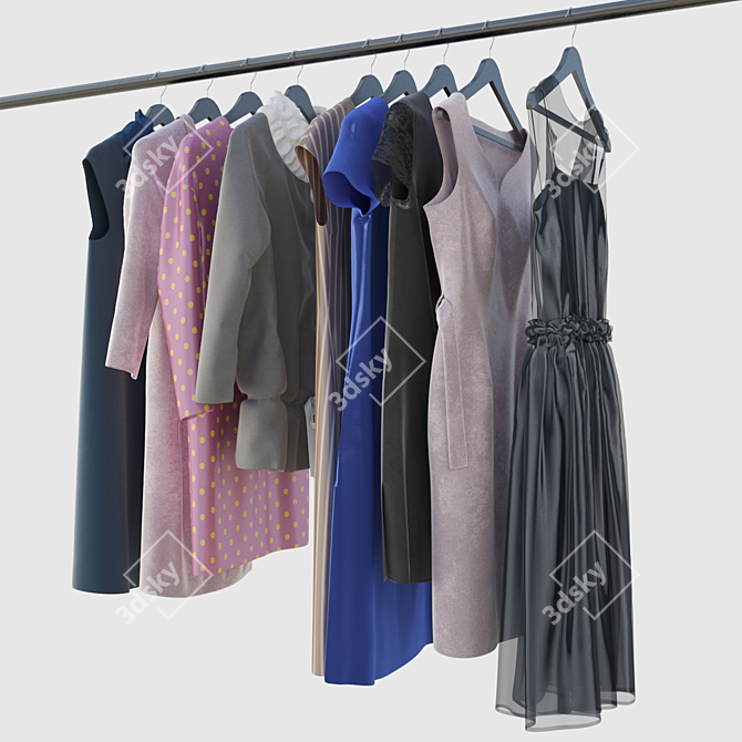 Stylish Hanging Garments 3D model image 1