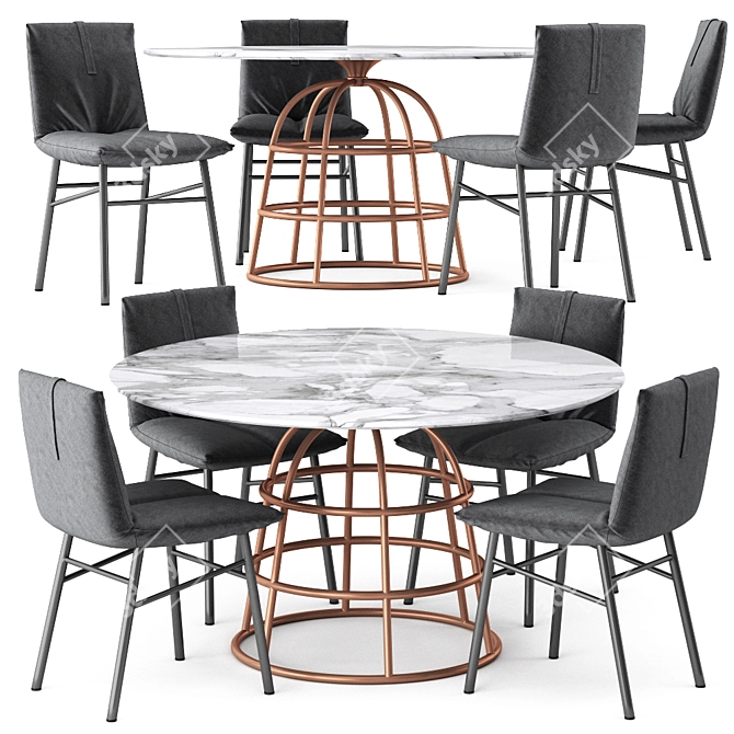 Elegant Dining Set: Bonaldo PIL Chair & MASS TABLE 3D model image 4