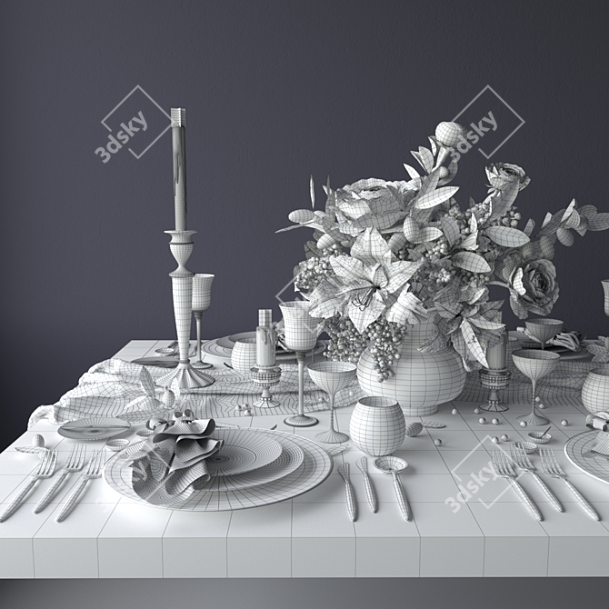 Boho Chic Table Decor 3D model image 3