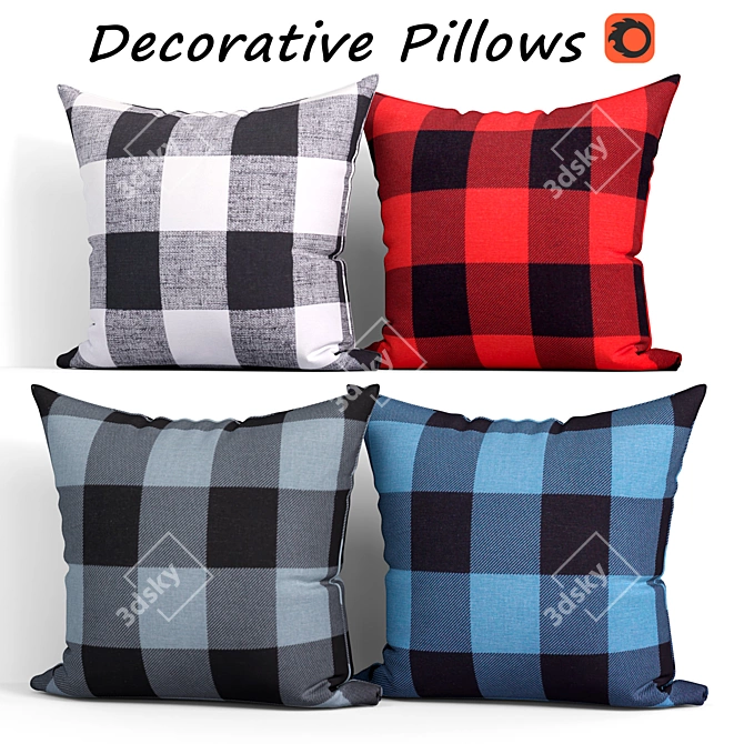 Buffalo Check Decorative Pillow Set 3D model image 1