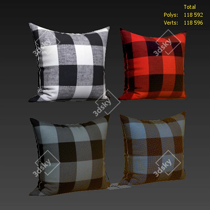 Buffalo Check Decorative Pillow Set 3D model image 2