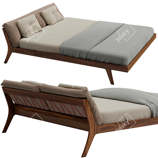 Elegant Mellow/Zeitraum Bed 3D model image 1