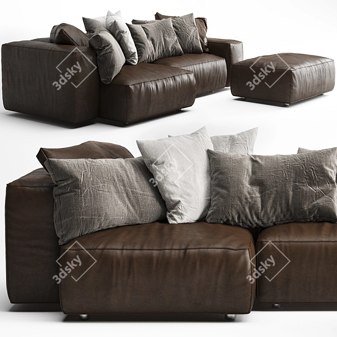 Living Divani NeoWall: Sleek Contemporary Sofa 3D model image 1