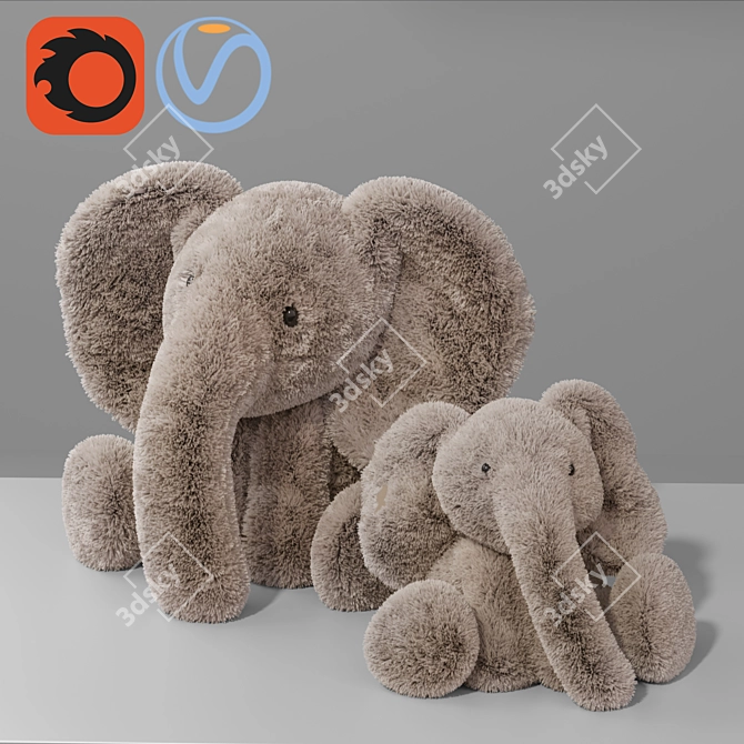 Soft Baby Elephant Plush Toy 3D model image 1