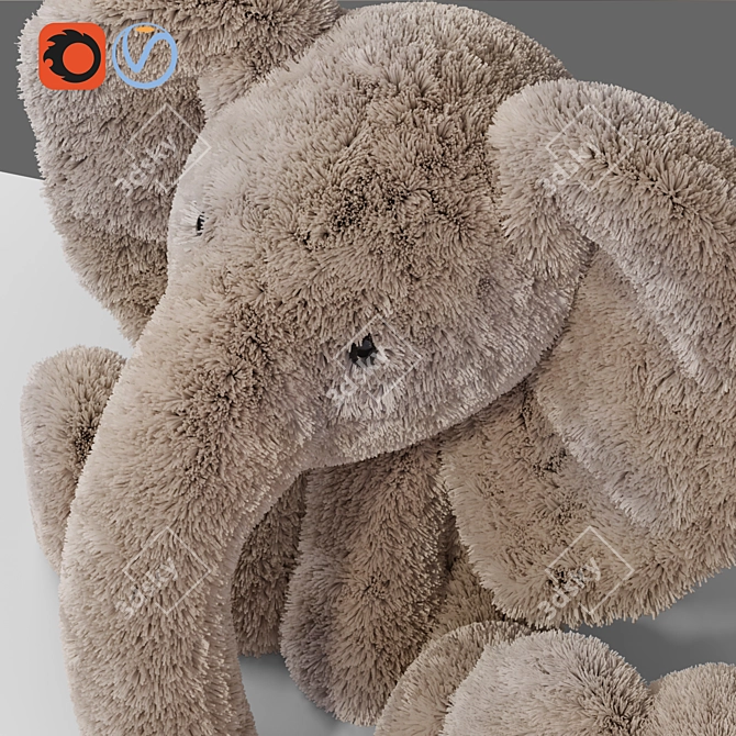 Soft Baby Elephant Plush Toy 3D model image 2