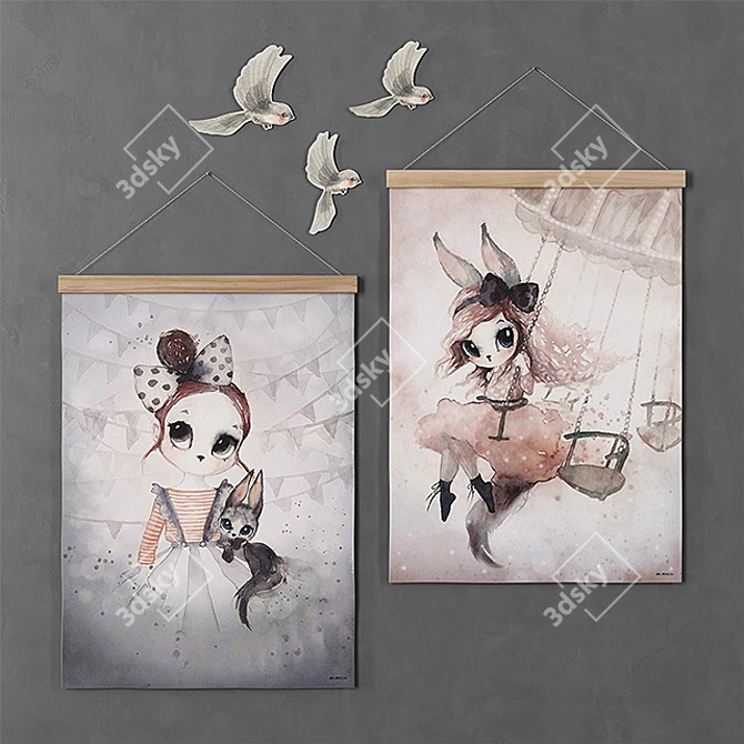 Mrs Mighetto Art Print Set 3D model image 1