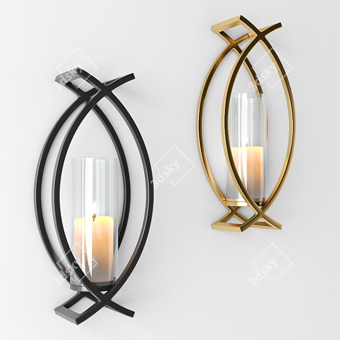 Elegant Glass Candle Wall Decor 3D model image 1