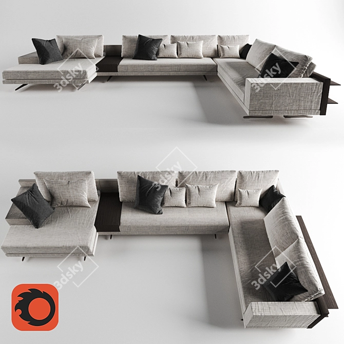 Elegant and Modern Poliform Mondrian Sofa 3D model image 1