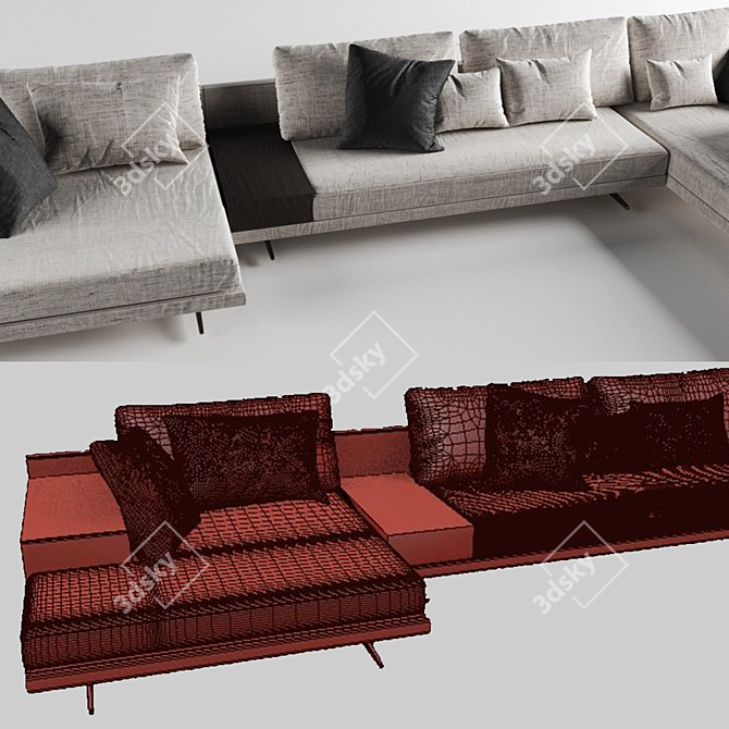 Elegant and Modern Poliform Mondrian Sofa 3D model image 2