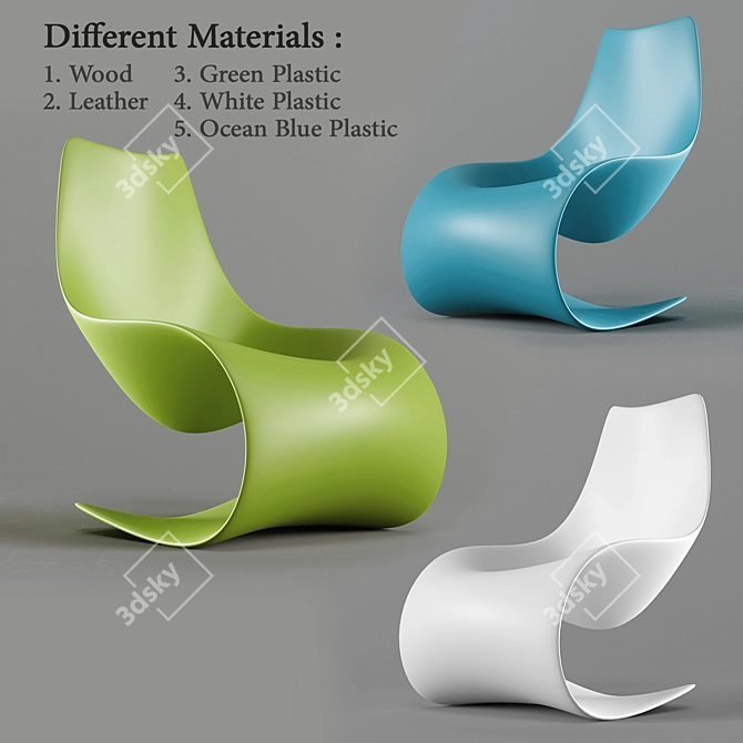 Sleek S-Shape Chair: Modern, Stylish, and Versatile 3D model image 2