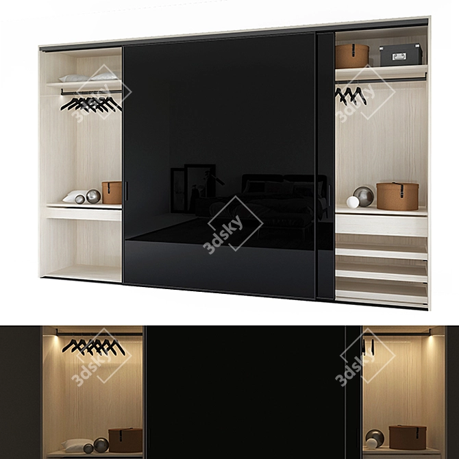 Modern Illuminated Wardrobe with LED Doors 3D model image 1