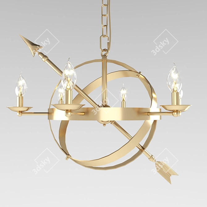 Golden Cupidons Arrow Pendant Chandelier 3D model image 1
