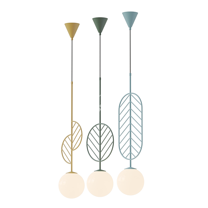 Leaf Bio-Lamp: Scandinavian Style Pendant 3D model image 2