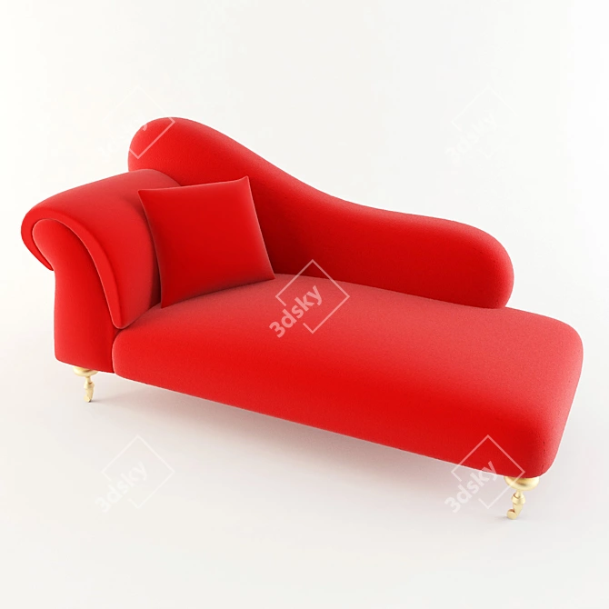 Luxurious Reed Velvet Chaise Lounger 3D model image 1