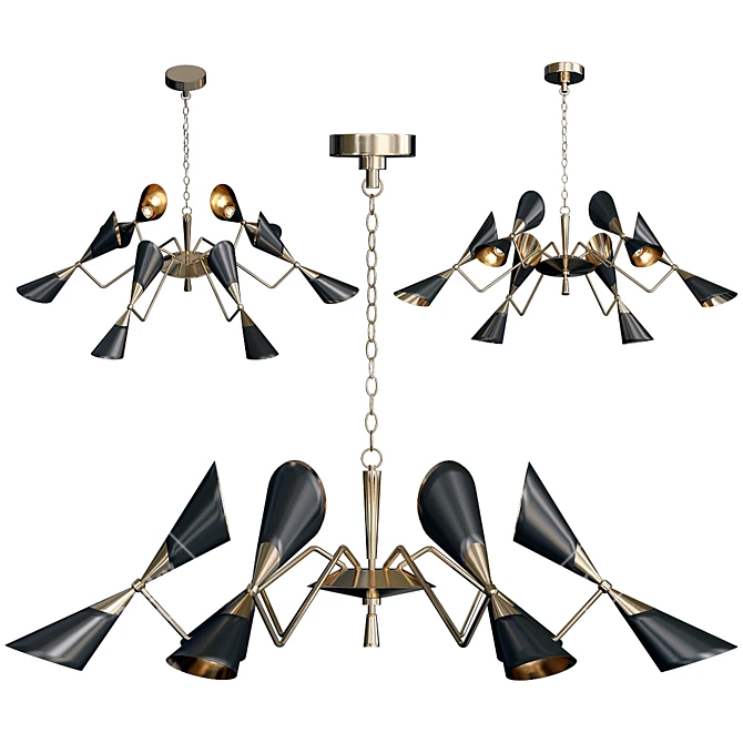 Modern Mid-Century 12-Light Chandelier 3D model image 1