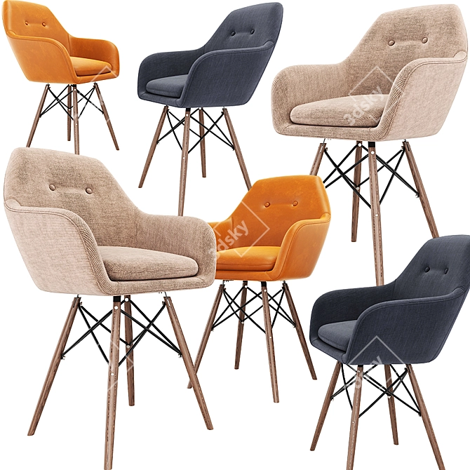 Modern Kendall Armchair: Ready-to-Use Designer Piece 3D model image 1