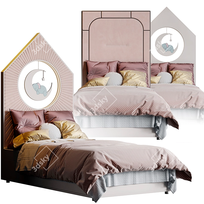 Dreamy Elephant Kids' Bedroom Set 3D model image 1