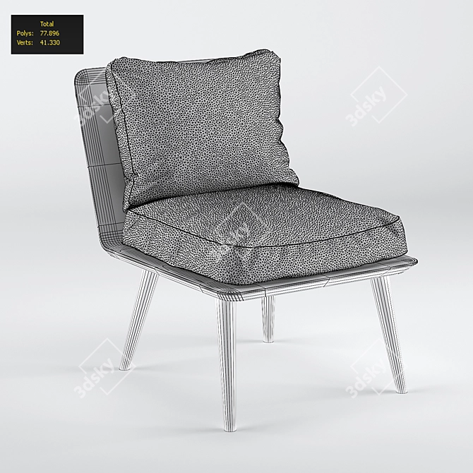 Mex Oak Plywood Chair: Dark Red Patine, Velvet Fabric 3D model image 3