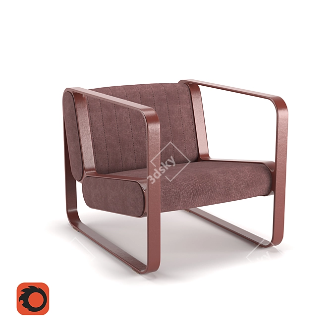 Durable Metal Frame Chair 3D model image 1