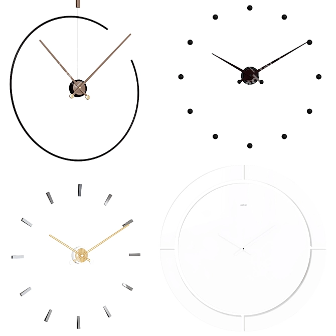 Contemporary Metal Wall Clocks 3D model image 1