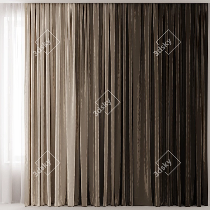 Silk Atlas Curtains & Sheer: 4 Color Options 3D model image 1