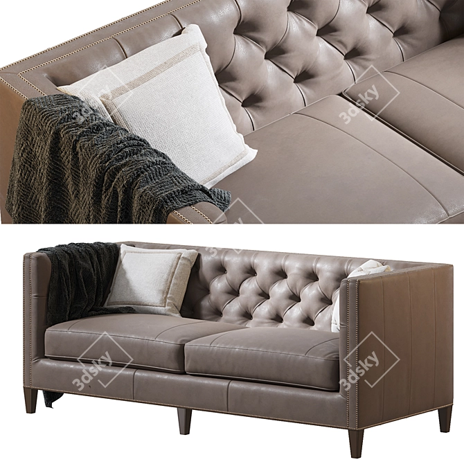 Luxurious Camille Leather Sofa 3D model image 2