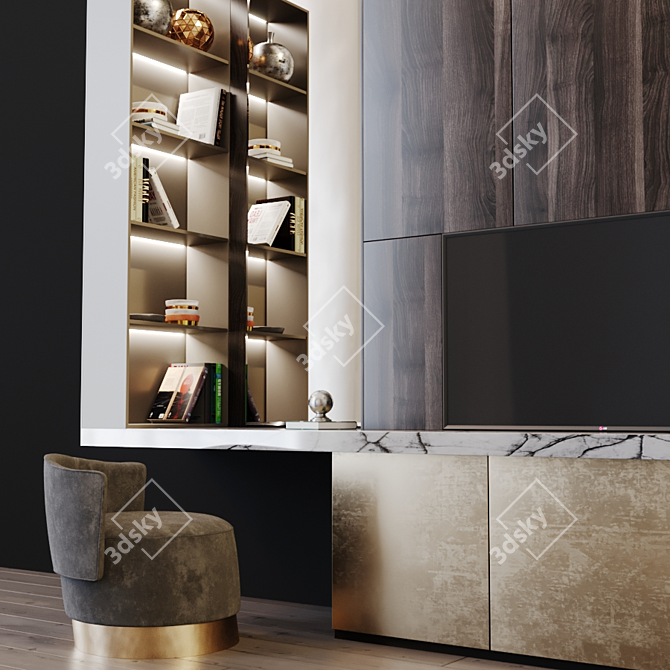 Modern TV Set: Sleek Design, Impressive Size 3D model image 2