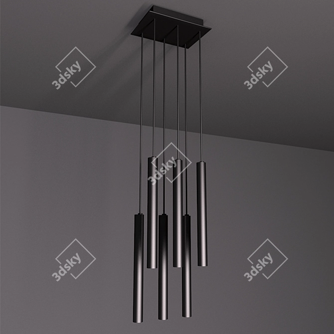 Sleek Black Aluminum Pendant LED 3D model image 1