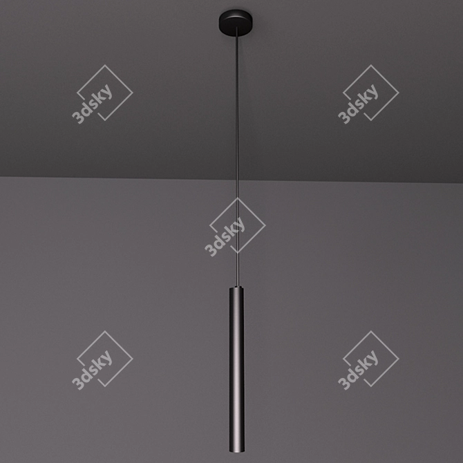 Sleek Black Aluminum Pendant Light 3D model image 1