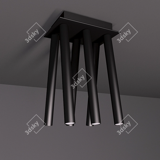 VIOKEF Sleek Black LED Ceiling Fixture 3D model image 1