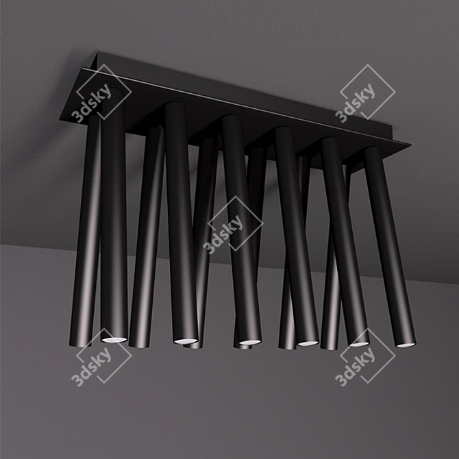 Sleek Black Aluminum LED Ceiling Light 3D model image 1